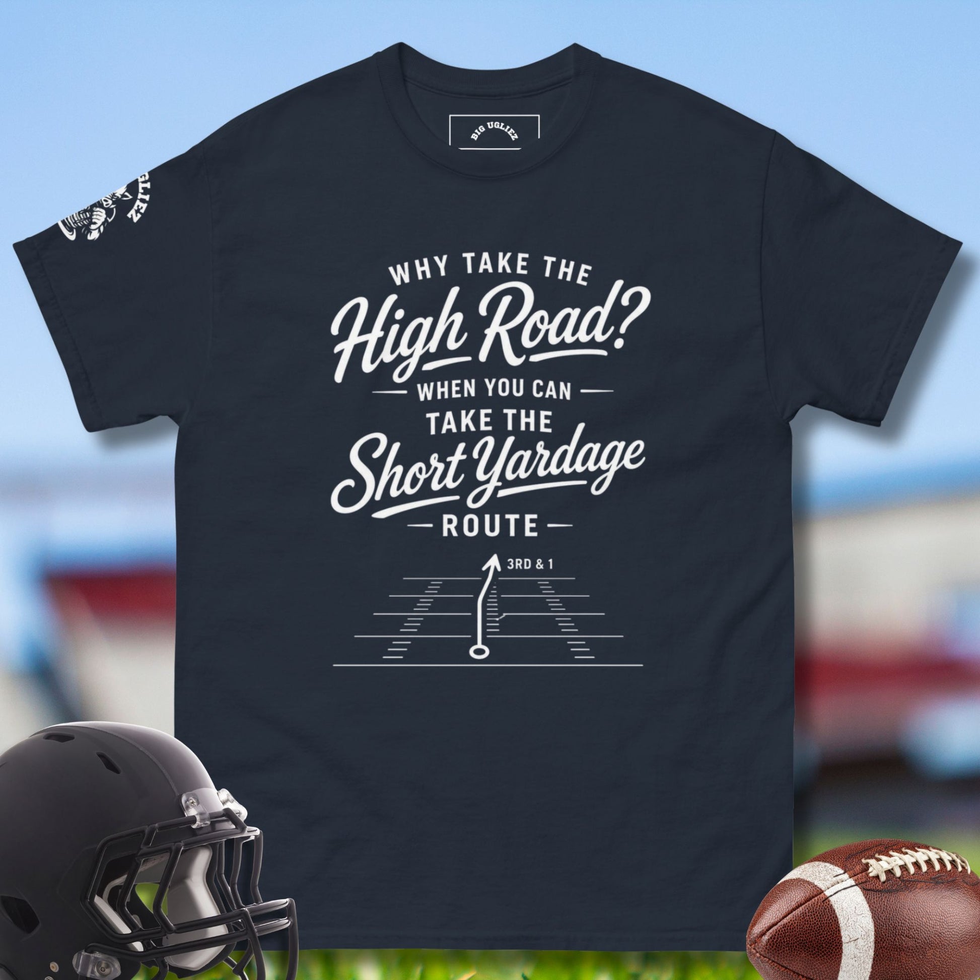 Short Yardage Route T-shirt for Offensive Linemen in Blue