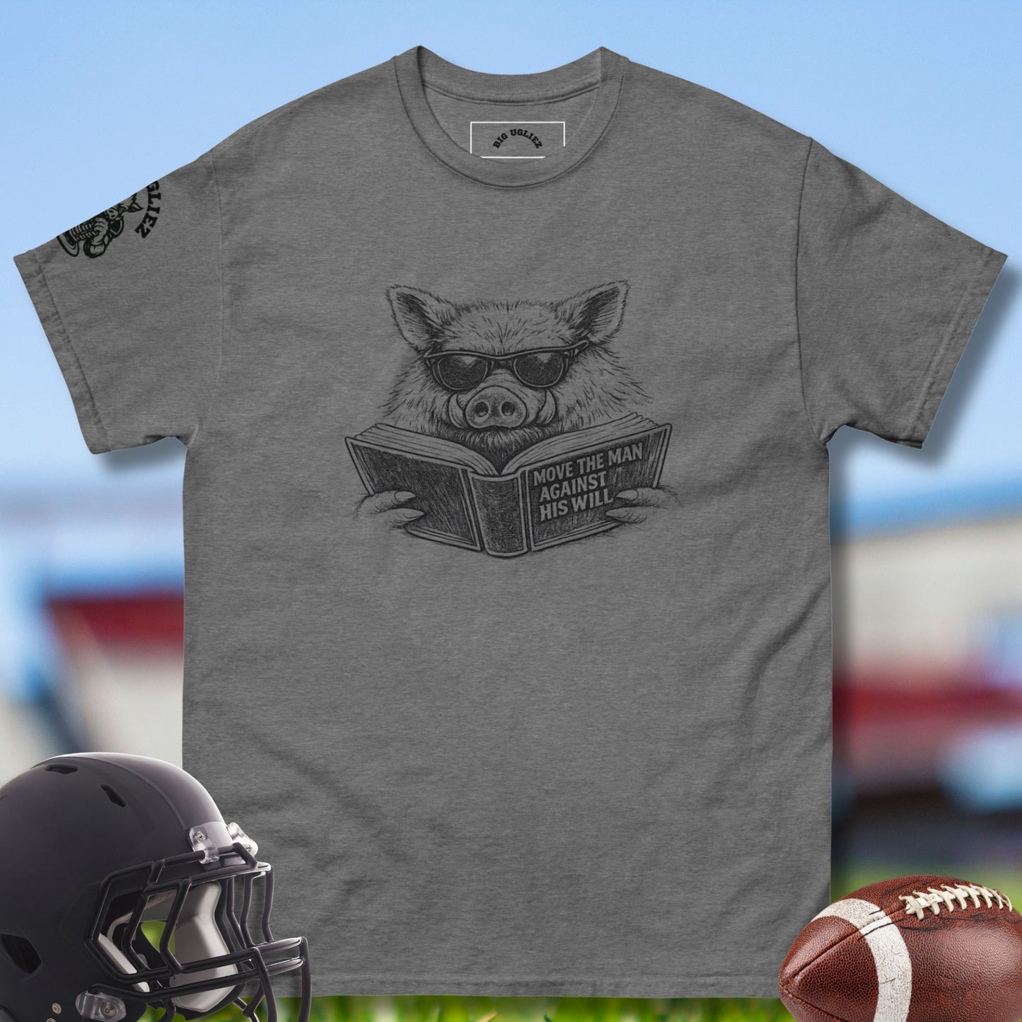 Student of the Game Offensive Lineman T-shirt by Big Ugliez in Gray