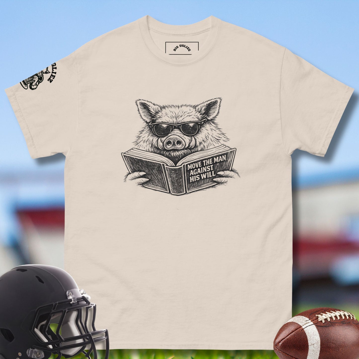 Student of the Game Offensive Lineman T-shirt by Big Ugliez in Natural