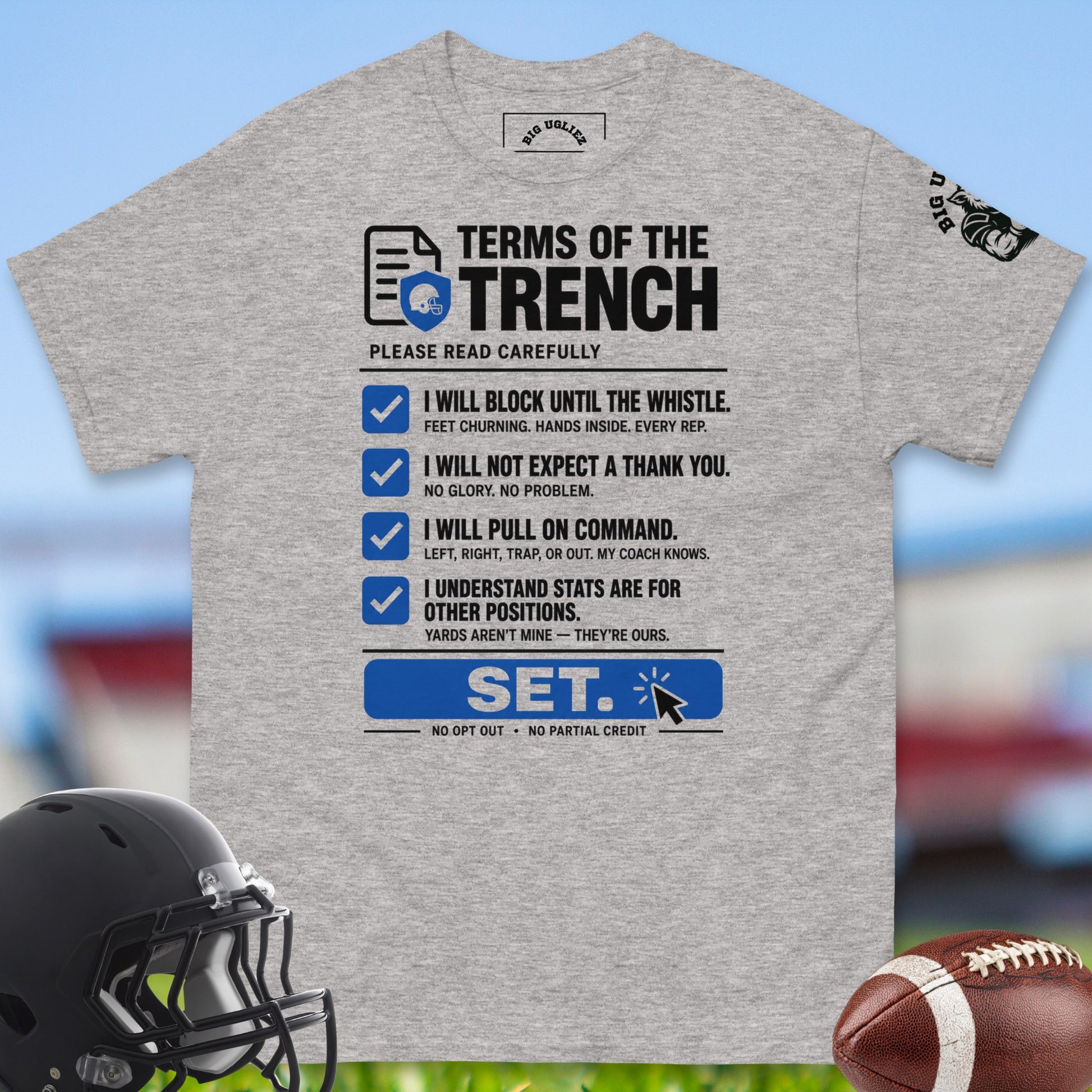 Terms_Of_The_Trench_T-shirt_for_Offensive_Lineman_in_Sport_Grey