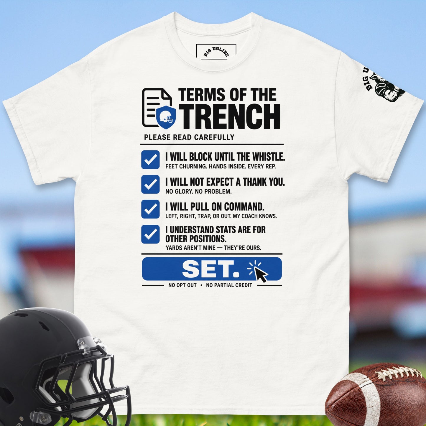 Terms_Of_The_Trench_T-shirt_for_Offensive_Lineman_in_White