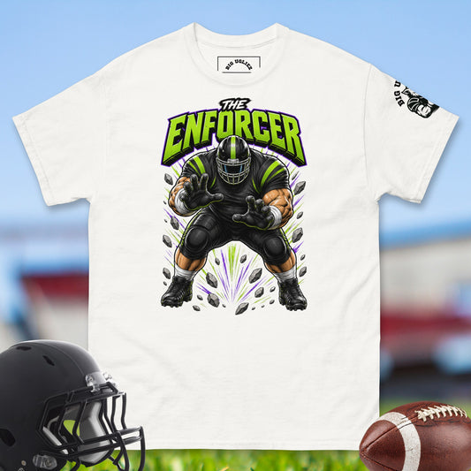 The_Enforcer_T-shirt_for_Offensive_Lineman_in_White