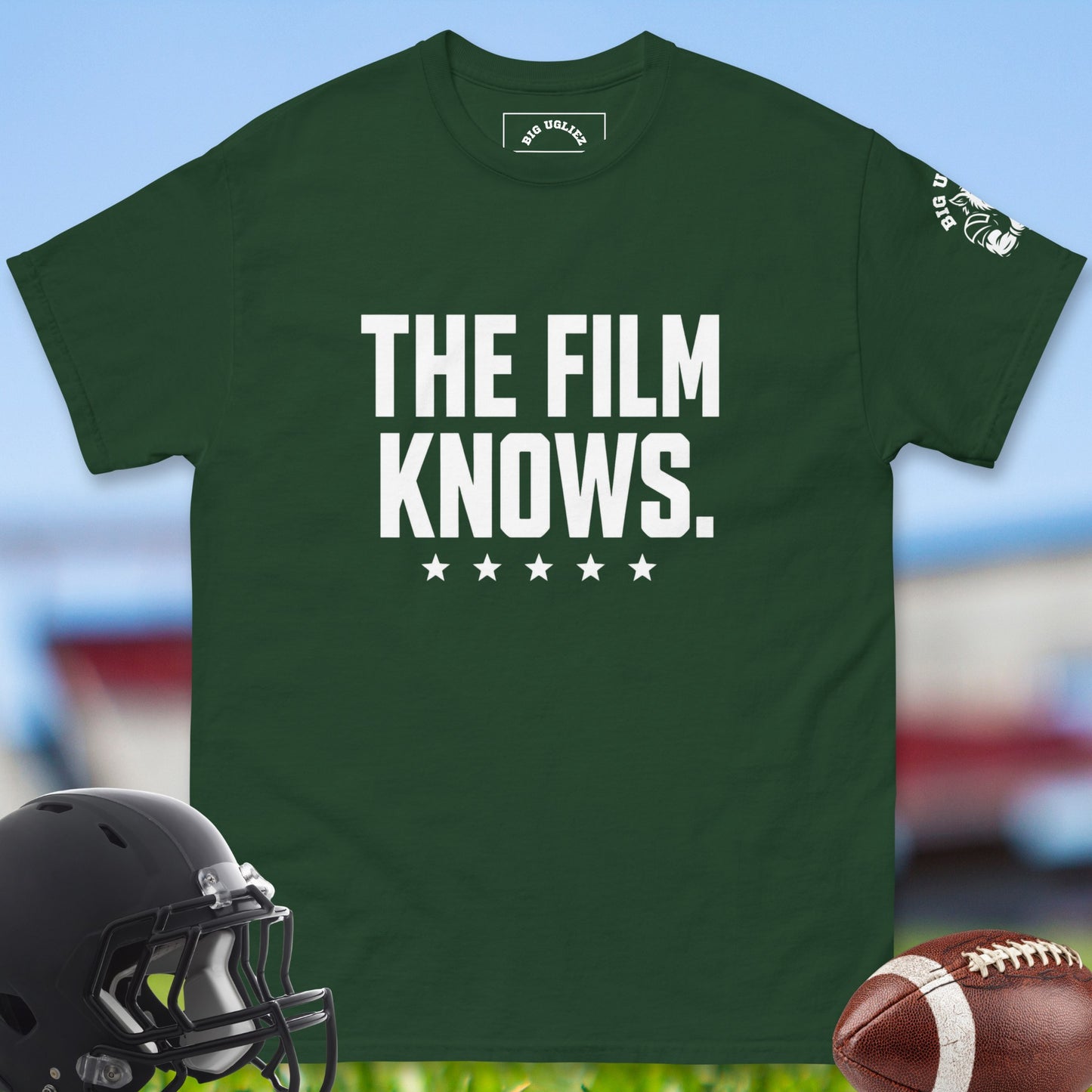 The_Film_Knows_T-shirt_for_Offensive_Lineman_in_Forest_Green