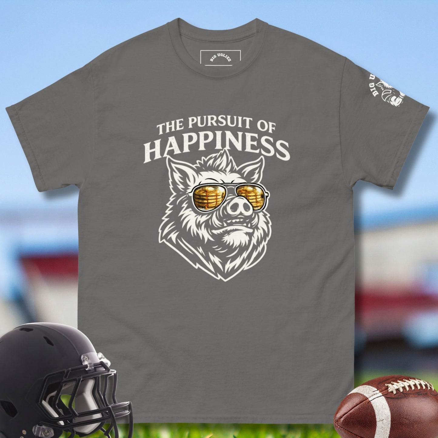 The Pursuit of Happiness O-lineman T-shirt in charcoal