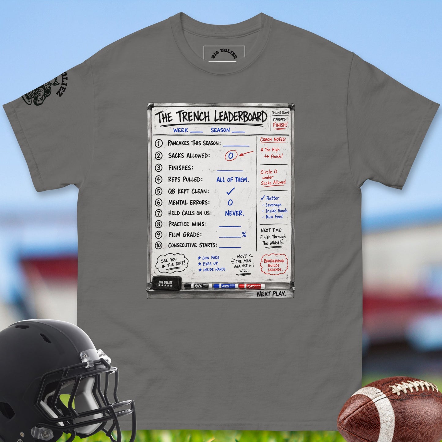 The_Trench_Leaderboard_T-shirt_for_Offensive_Lineman_in_Charcoal