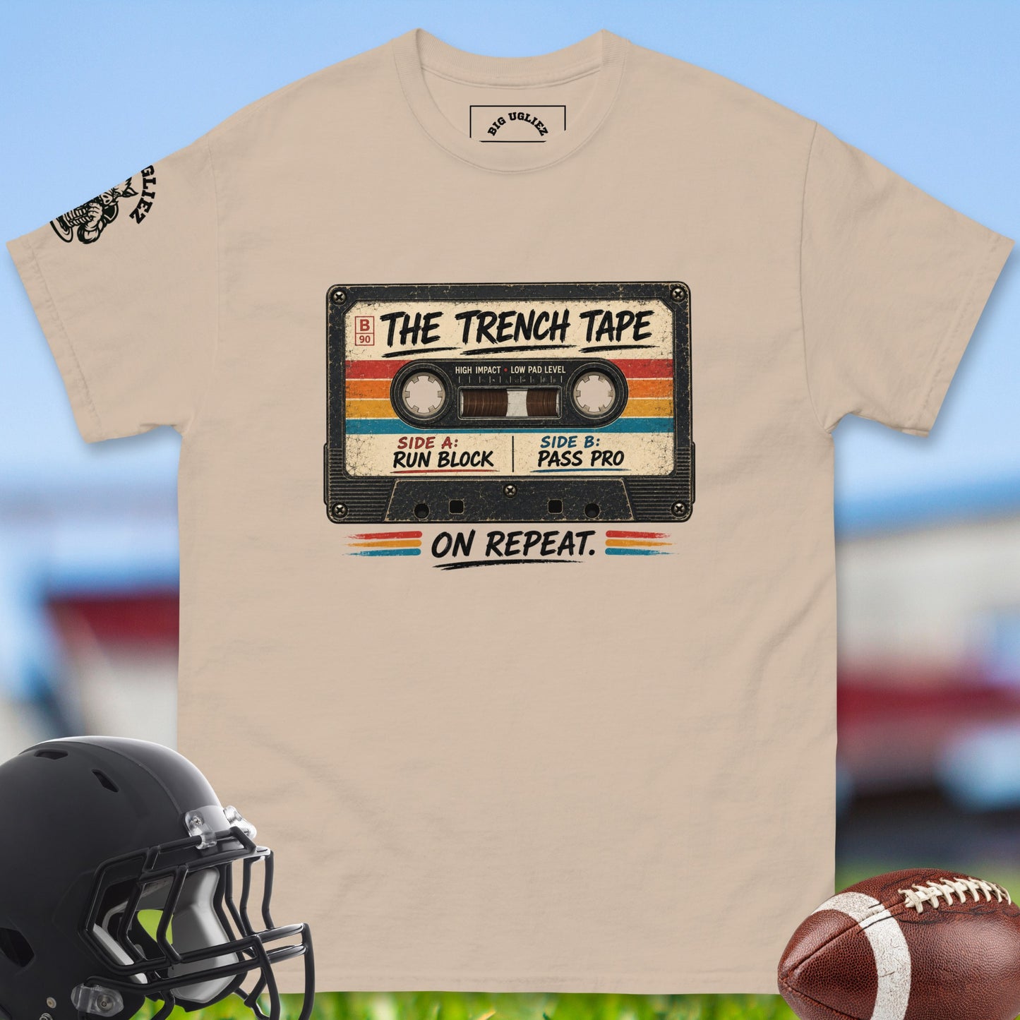 The_Trench_Tape_T-shirt_for_Offensive_Lineman_in_Sand