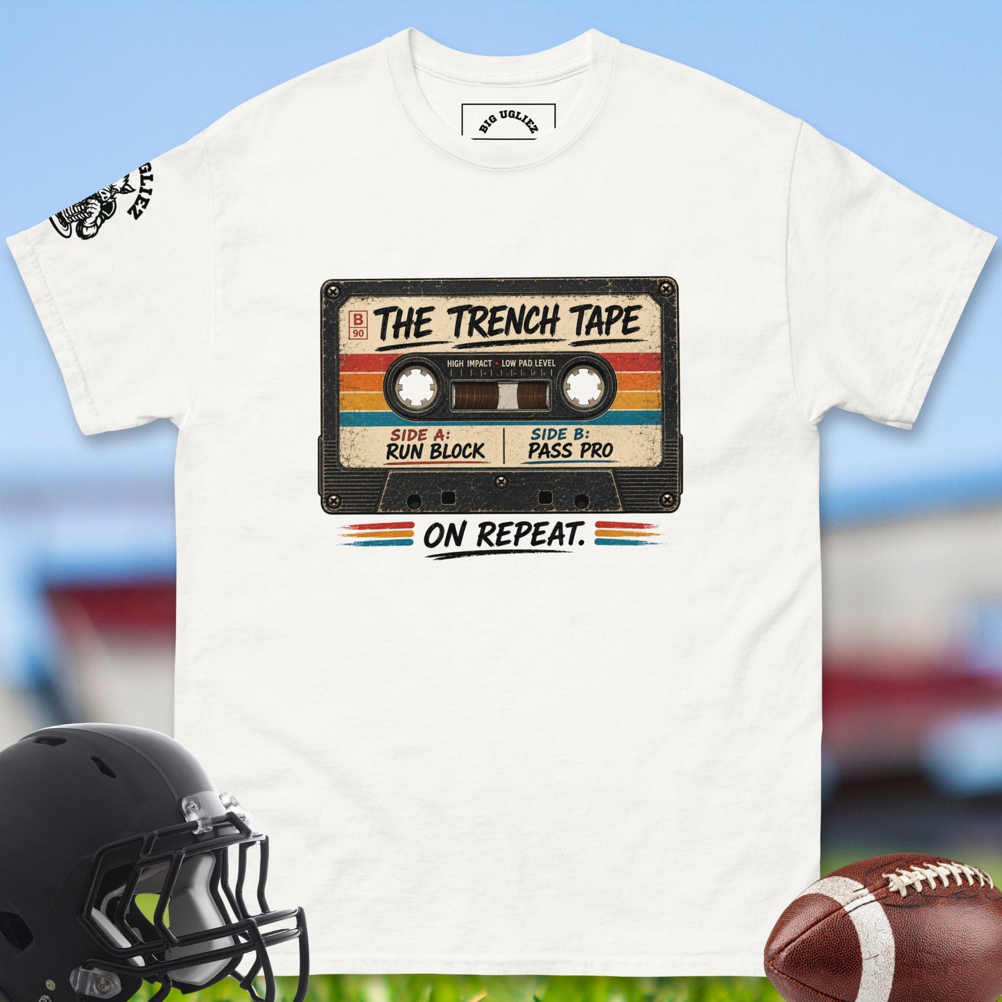 The_Trench_Tape_T-shirt_for_Offensive_Lineman_in_White