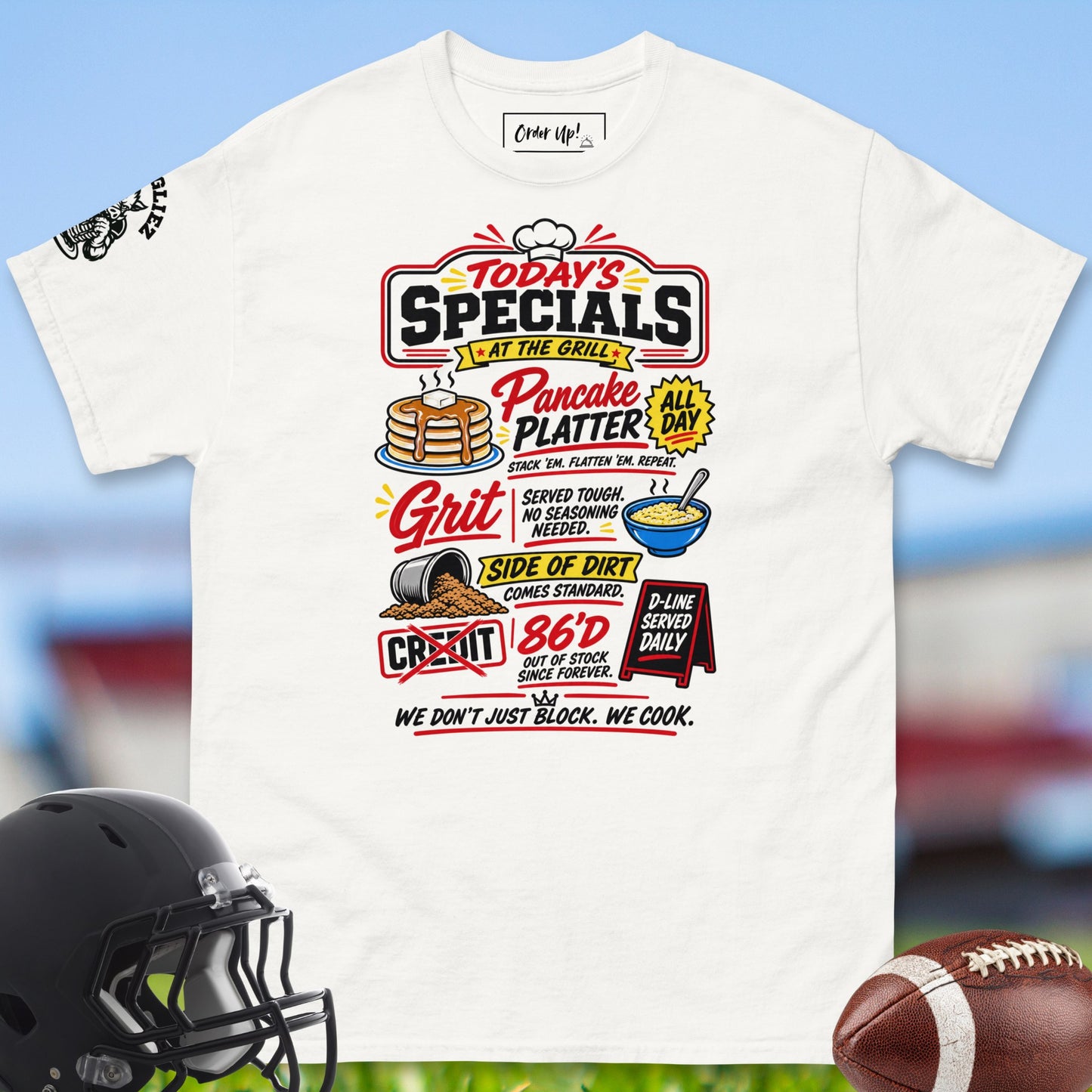 Today_s_Specials_T-shirt_for_Offensive_Lineman_in_White