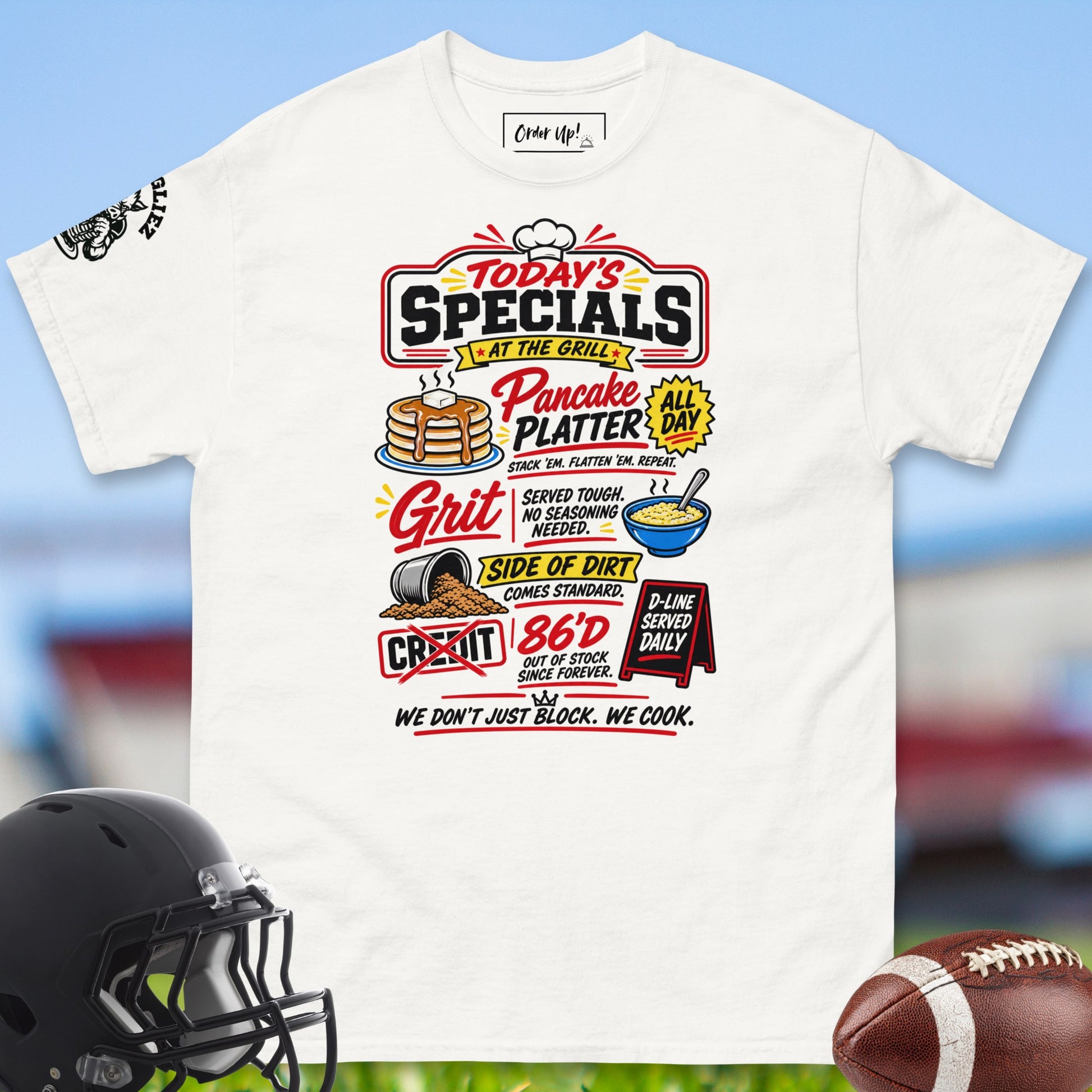 Today_s_Specials_T-shirt_for_Offensive_Lineman_in_White