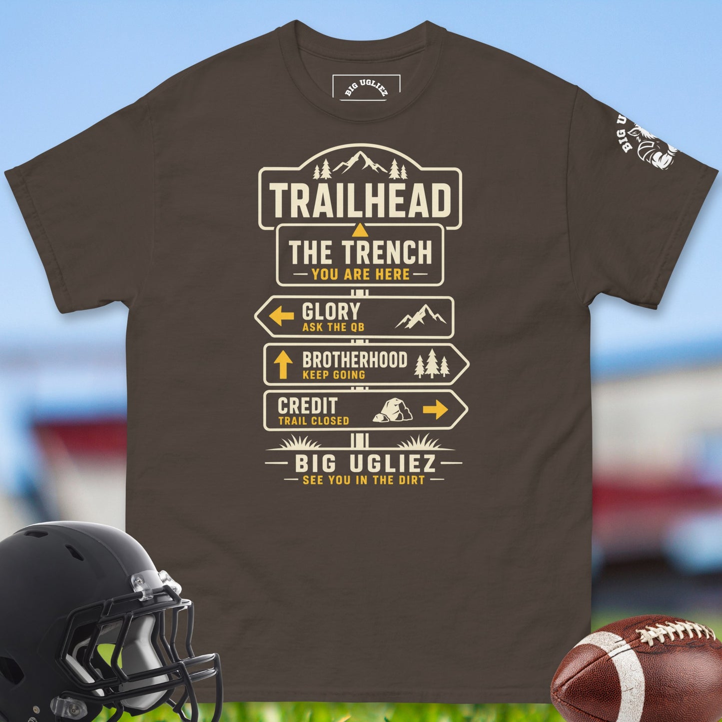 Trailhead_T-shirt_for_Offensive_Lineman_in_Dark_Chocolate