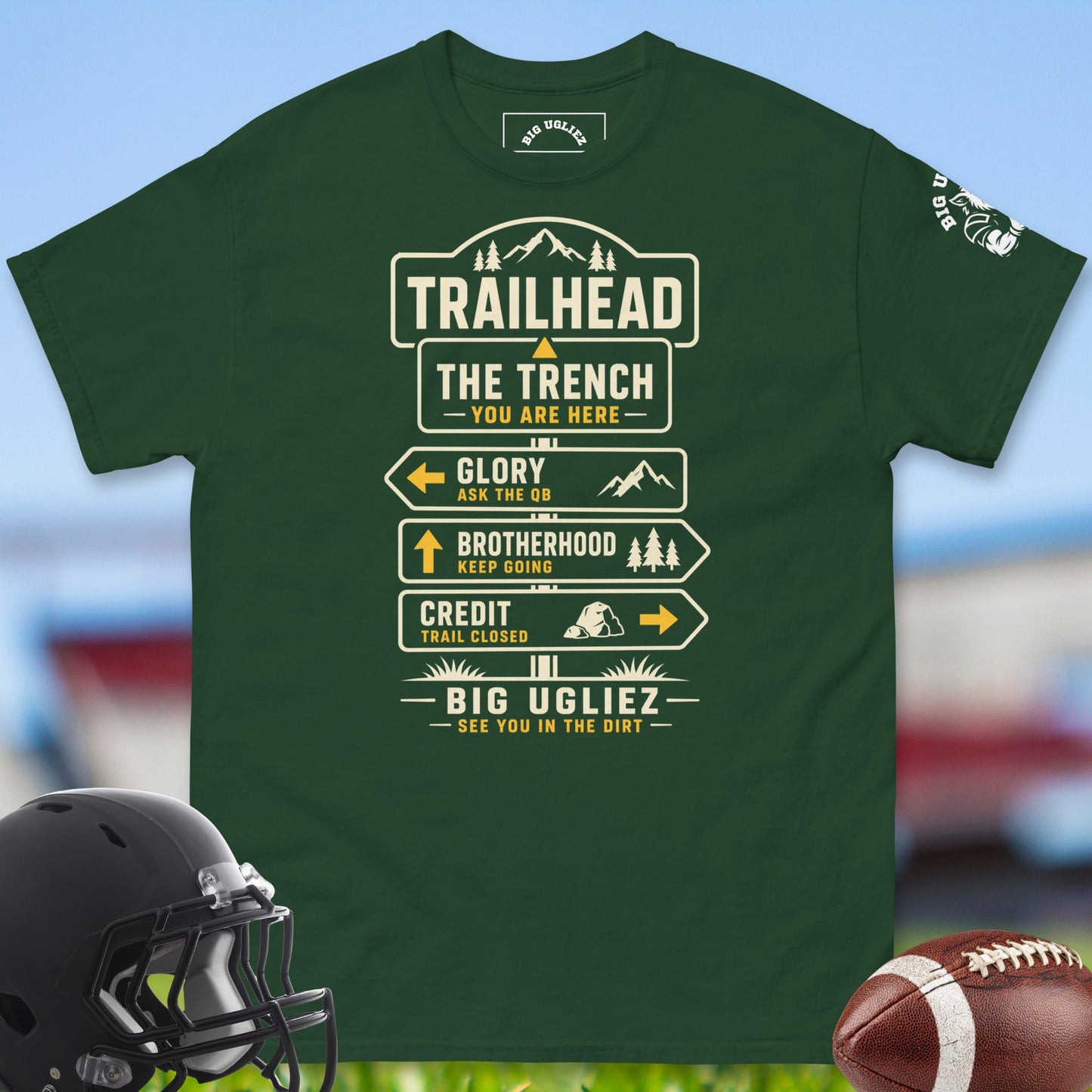 Trailhead_T-shirt_for_Offensive_Lineman_in_Forest_Green