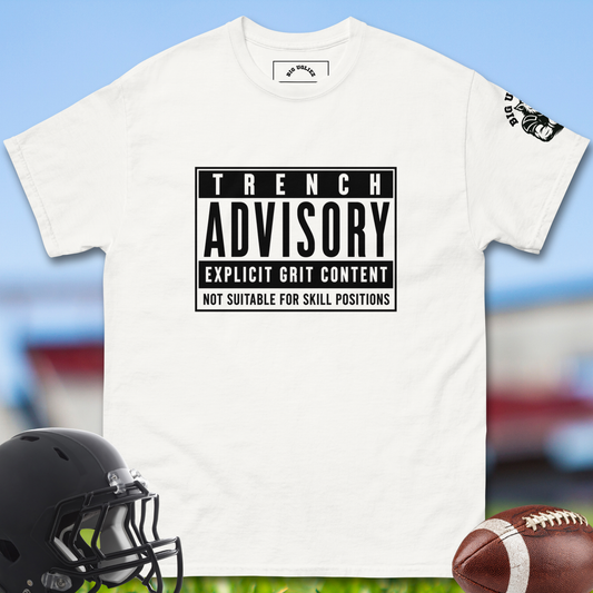 Trench_Advisory_T-shirt_for_Offensive_Lineman_in_White