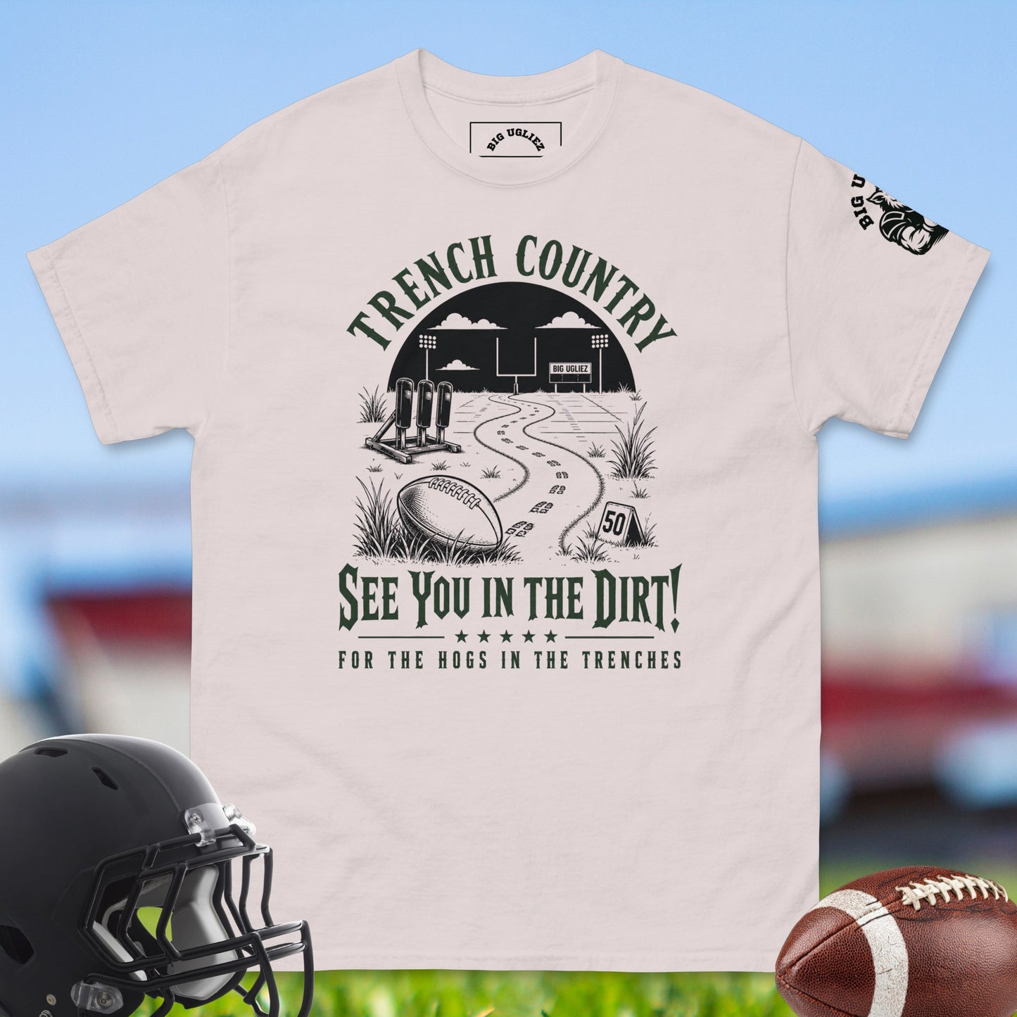 Trench_Country_T-shirt_for_Offensive_Lineman_in_Ice_Grey_by Big Ugliez