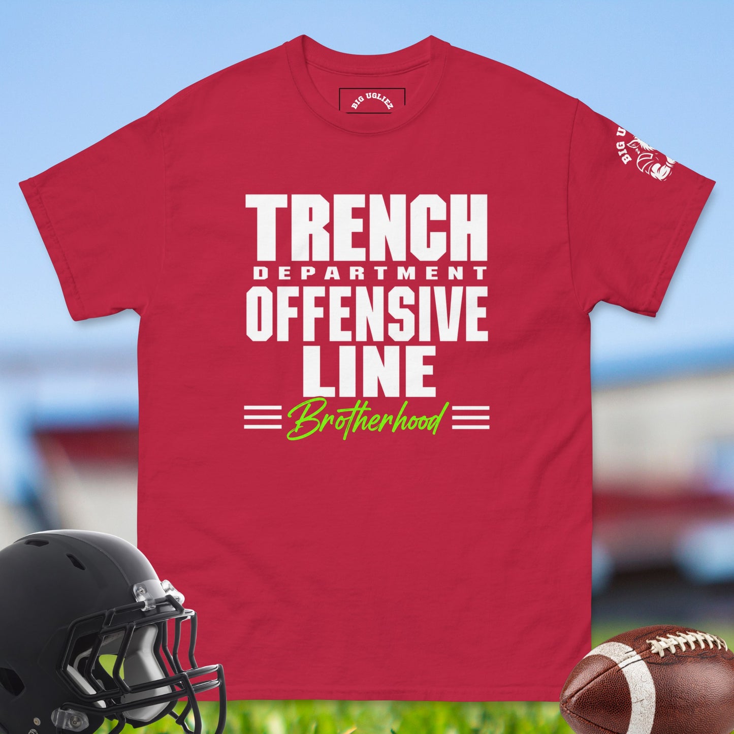 Trench_Department_Offensive_Line_Brotherhood_T-shirt_for_Offensive_Lineman_in_Cardinal