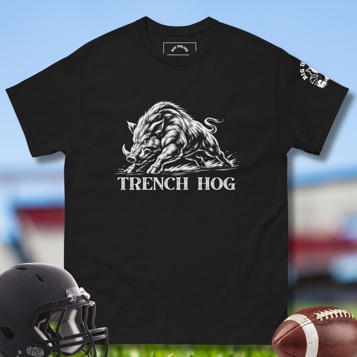 Trench Hog Tshirt for Olineman in black by Big Ugliez