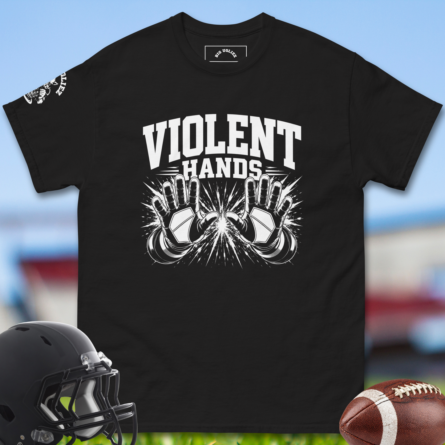 Violent_Hands_T-shirt_for_Offensive_Lineman_in_Charcoal