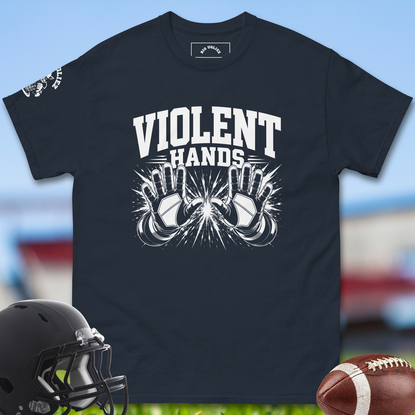 Violent_Hands_T-shirt_for_Offensive_Lineman_in_Navy