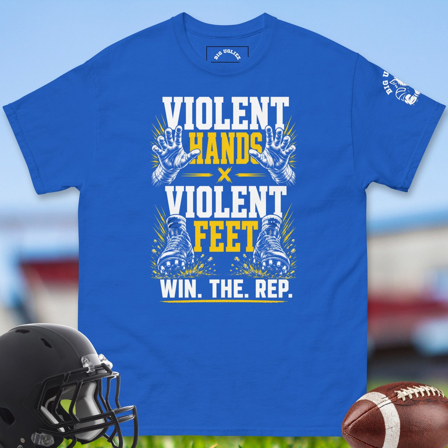 Violent_Hands_X_Violent_Feet_T-shirt_for_Offensive_Lineman_in_Royal