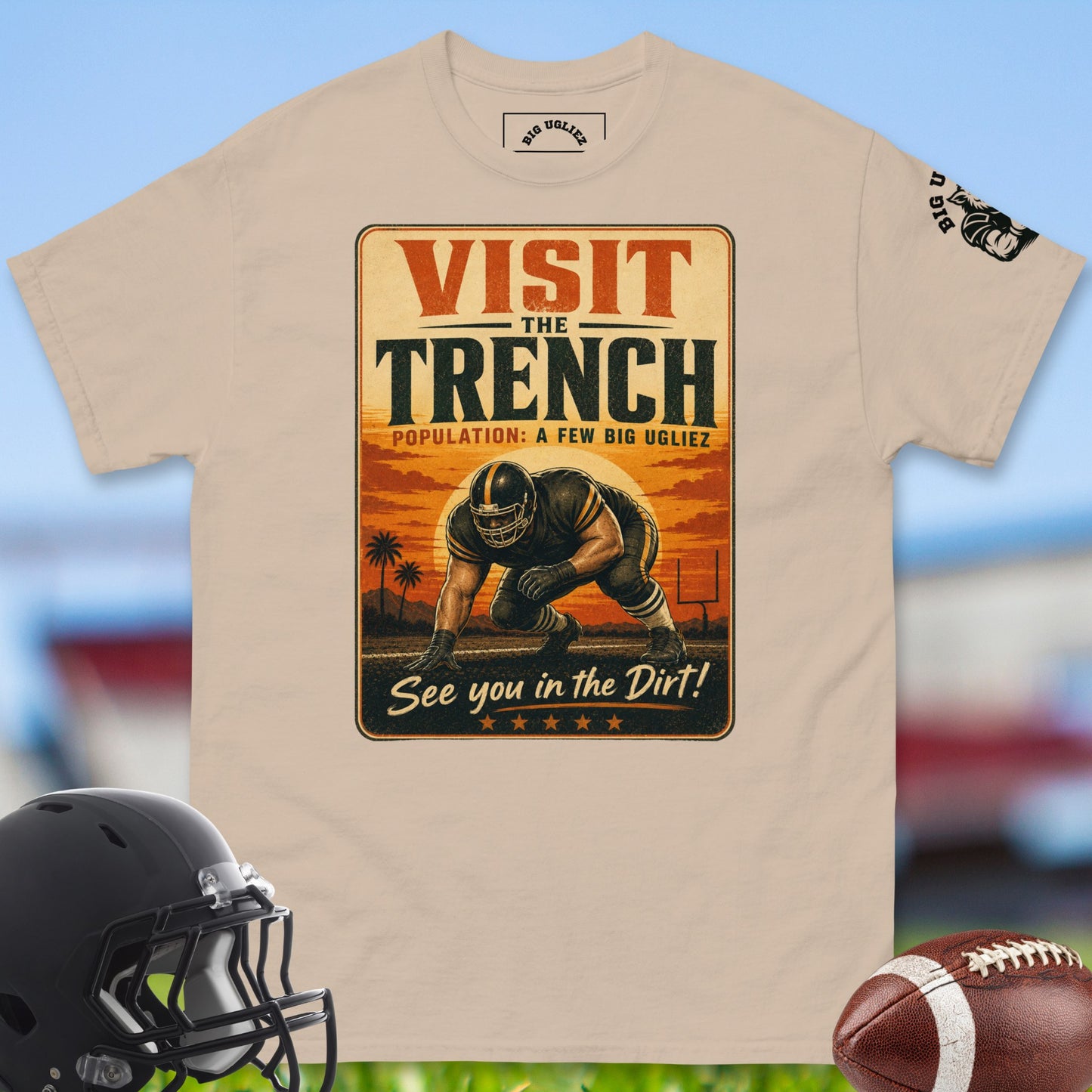 Visit_The_Trench_T-shirt_for_Offensive_Lineman_in_Sand