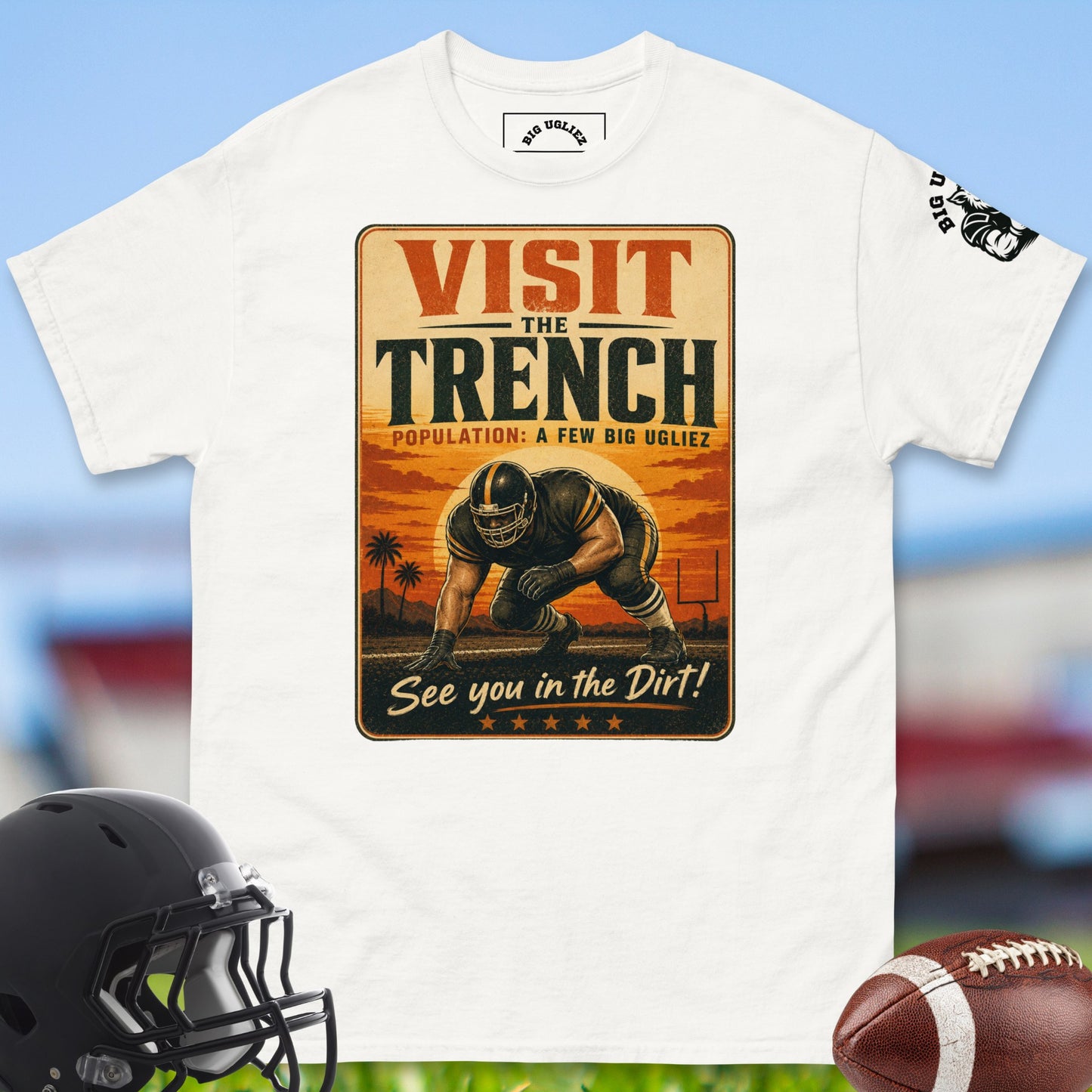 Visit_The_Trench_T-shirt_for_Offensive_Lineman_in_White