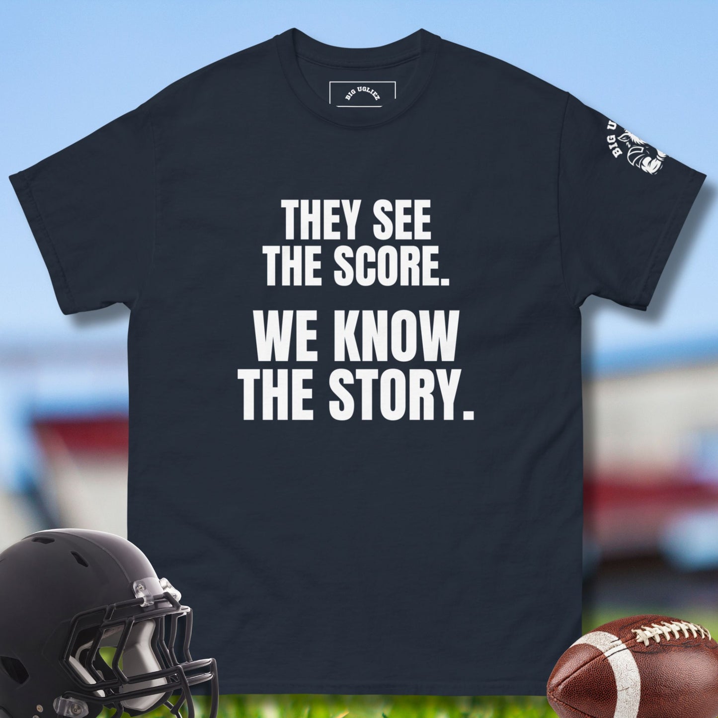 We Know The Story Tee in Blue by Big Ugliez