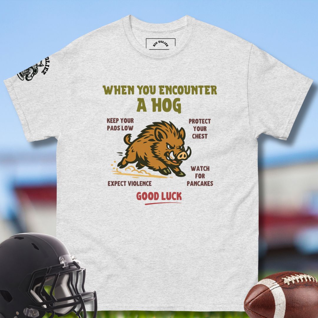 When You Encounter A Hog Tshirt in Gray