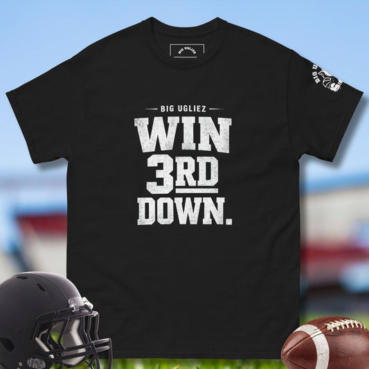 Win 3rd Down Oline Tee by Big Ugliez in black