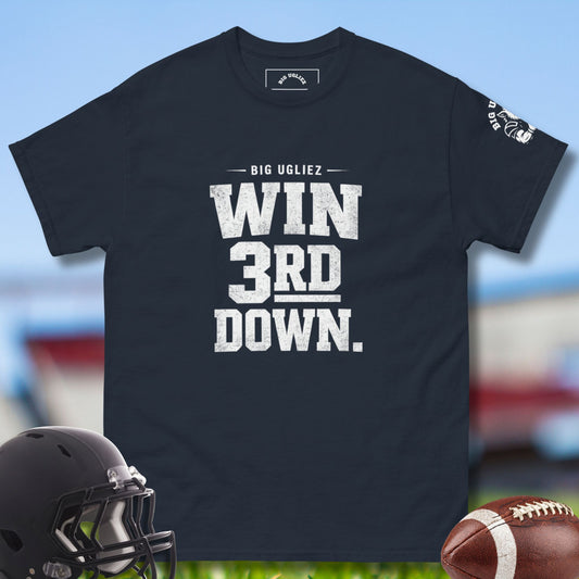 Win 3rd Down Oline Tee by Big Ugliez in blue