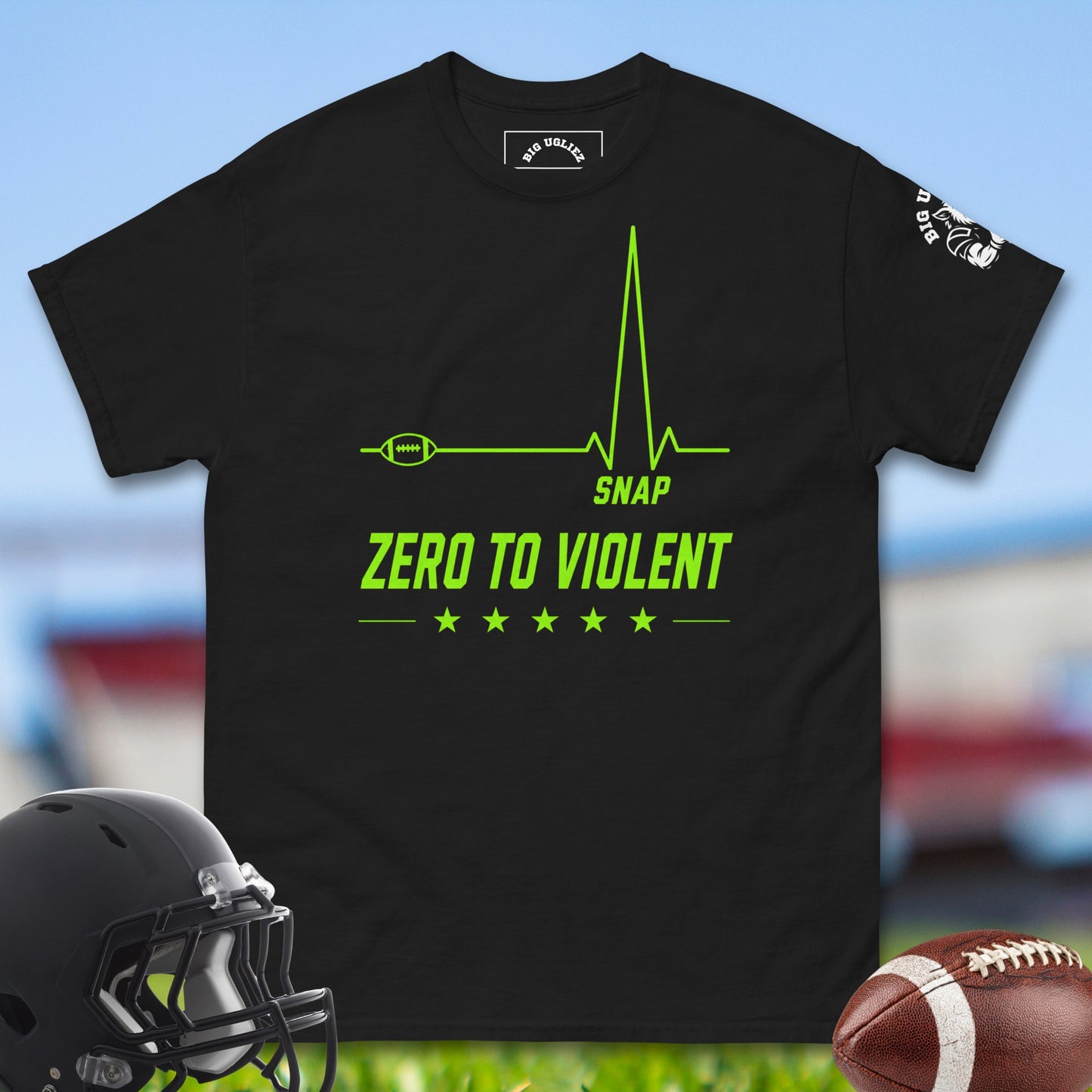 Zero_To_Violent_T-shirt_for_Offensive_Lineman_in_Black