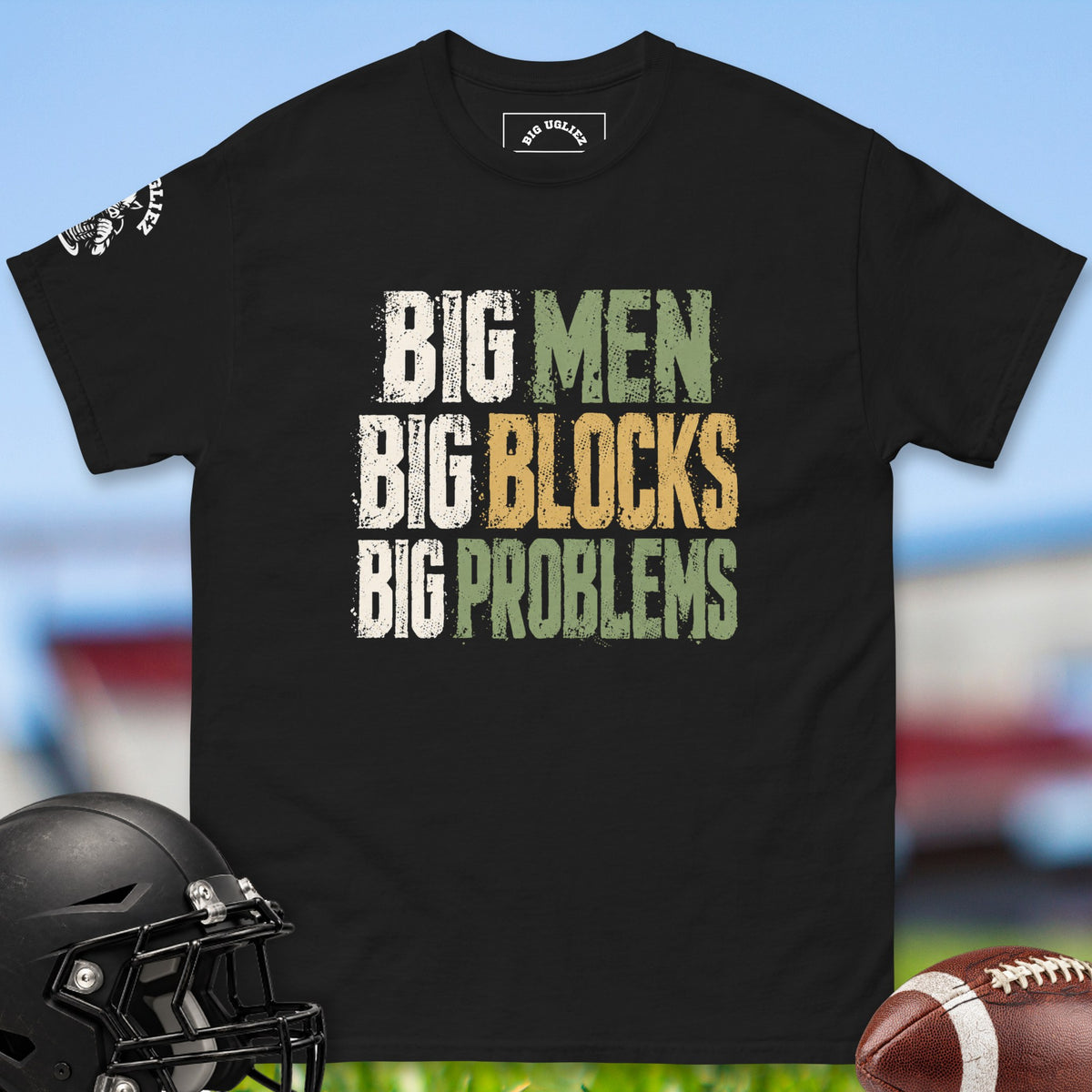 Big Problems offensive lineman t-shirt in Black by Big Ugliez