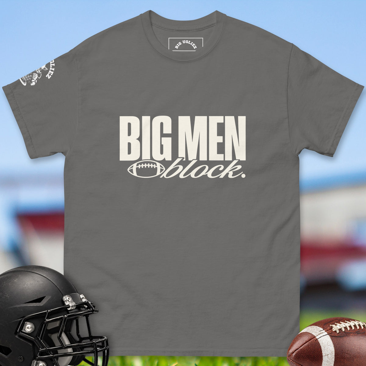 Big Men Block offensive lineman t-shirt in Charcoal by Big Ugliez