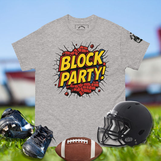 Back of football shirt with syrupy pancake stack smashing through bricks