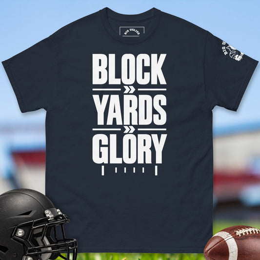 Block Yards Glory offensive lineman t-shirt in Navy by Big Ugliez