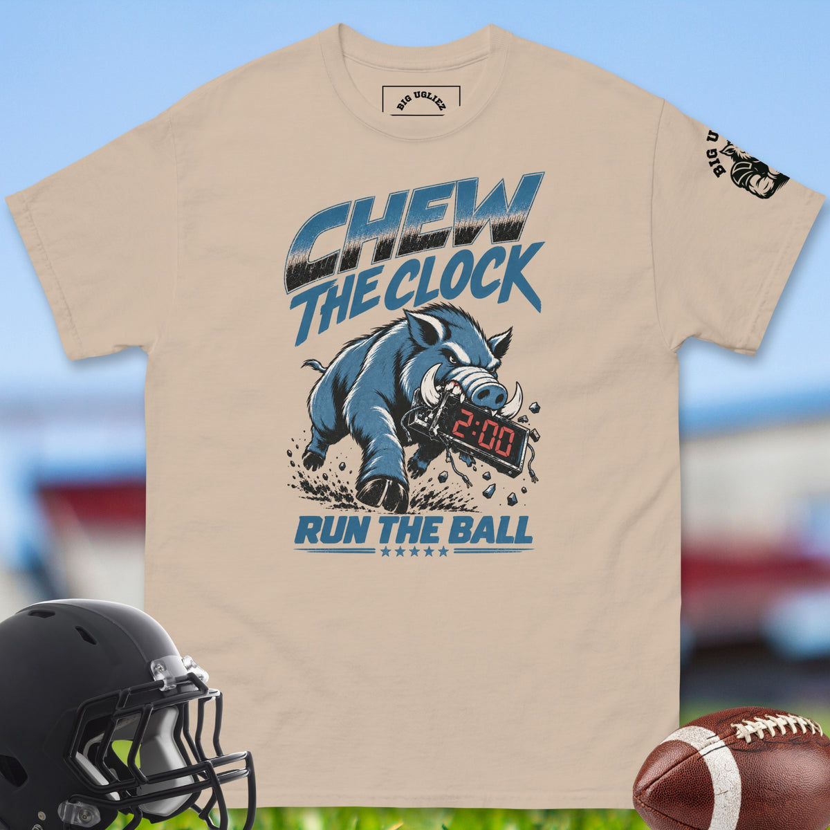 chew-the-clock-offensive-linemen-t-shirts-by-big-ugliez-in-sand