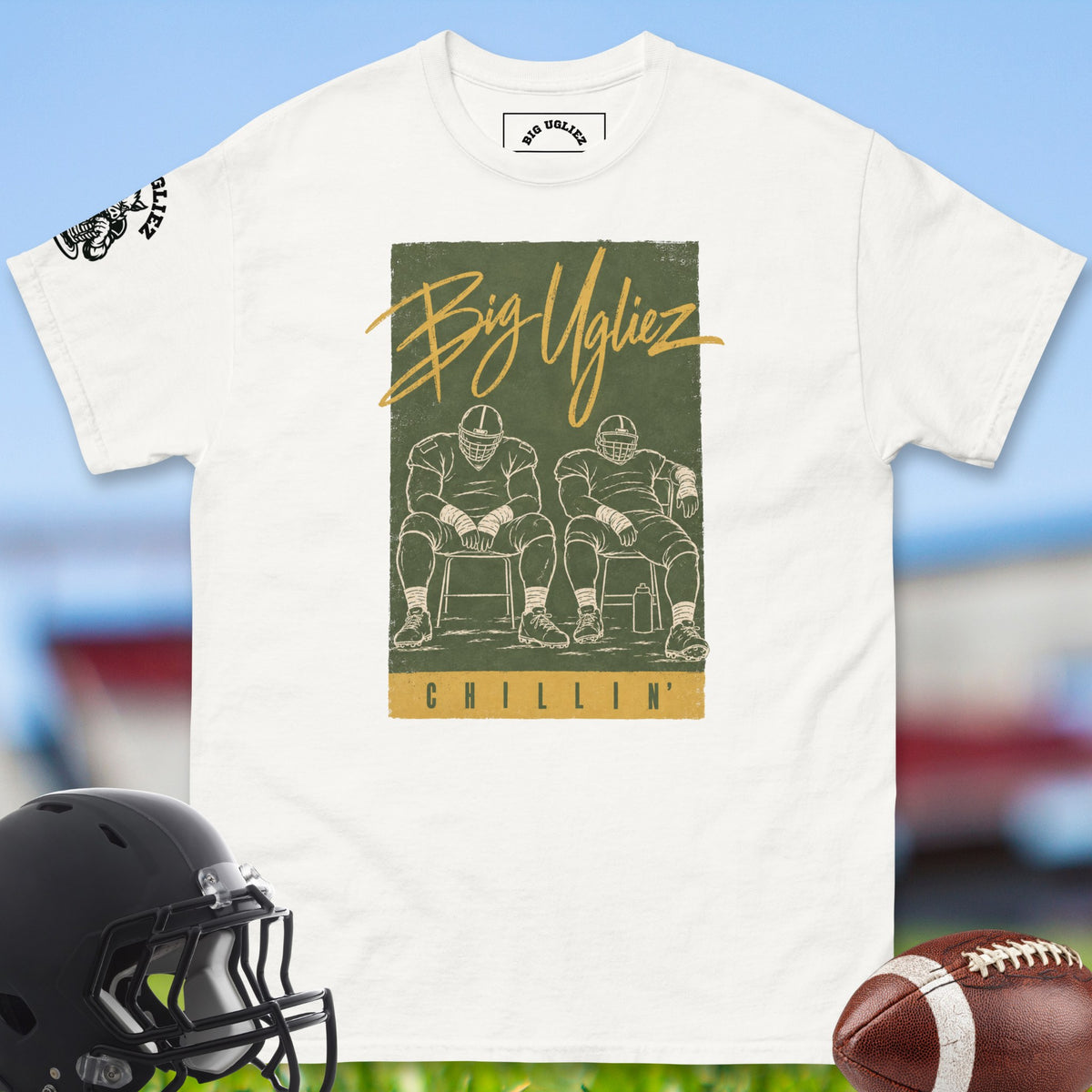 chillin-offensive-linemen-t-shirts-by-big-ugliez-in-white