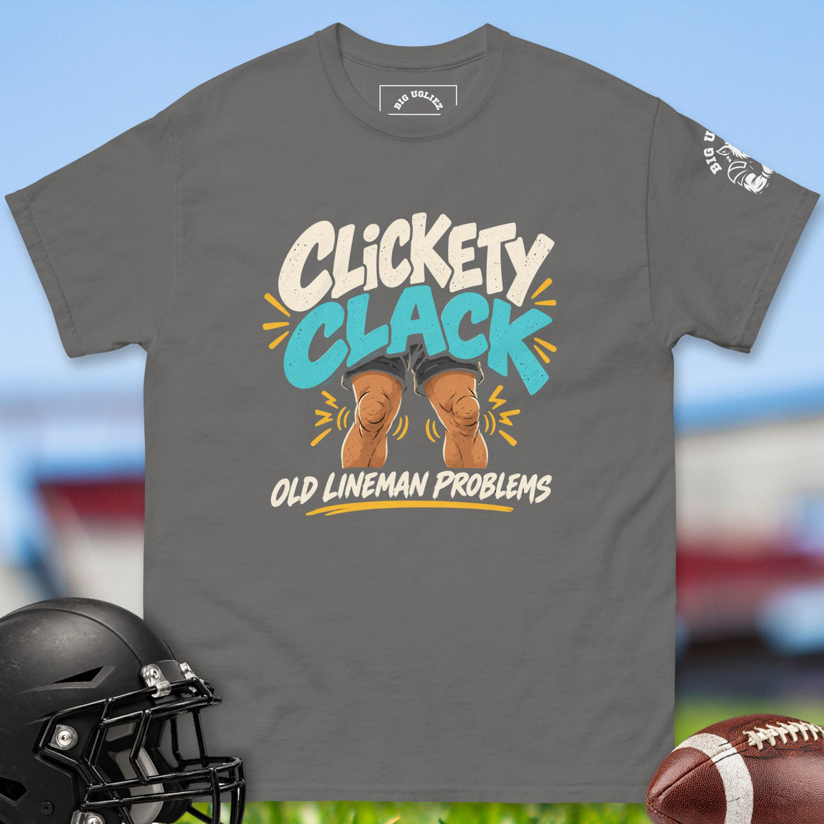Clickety Clack offensive lineman t-shirt in Charcoal by Big Ugliez