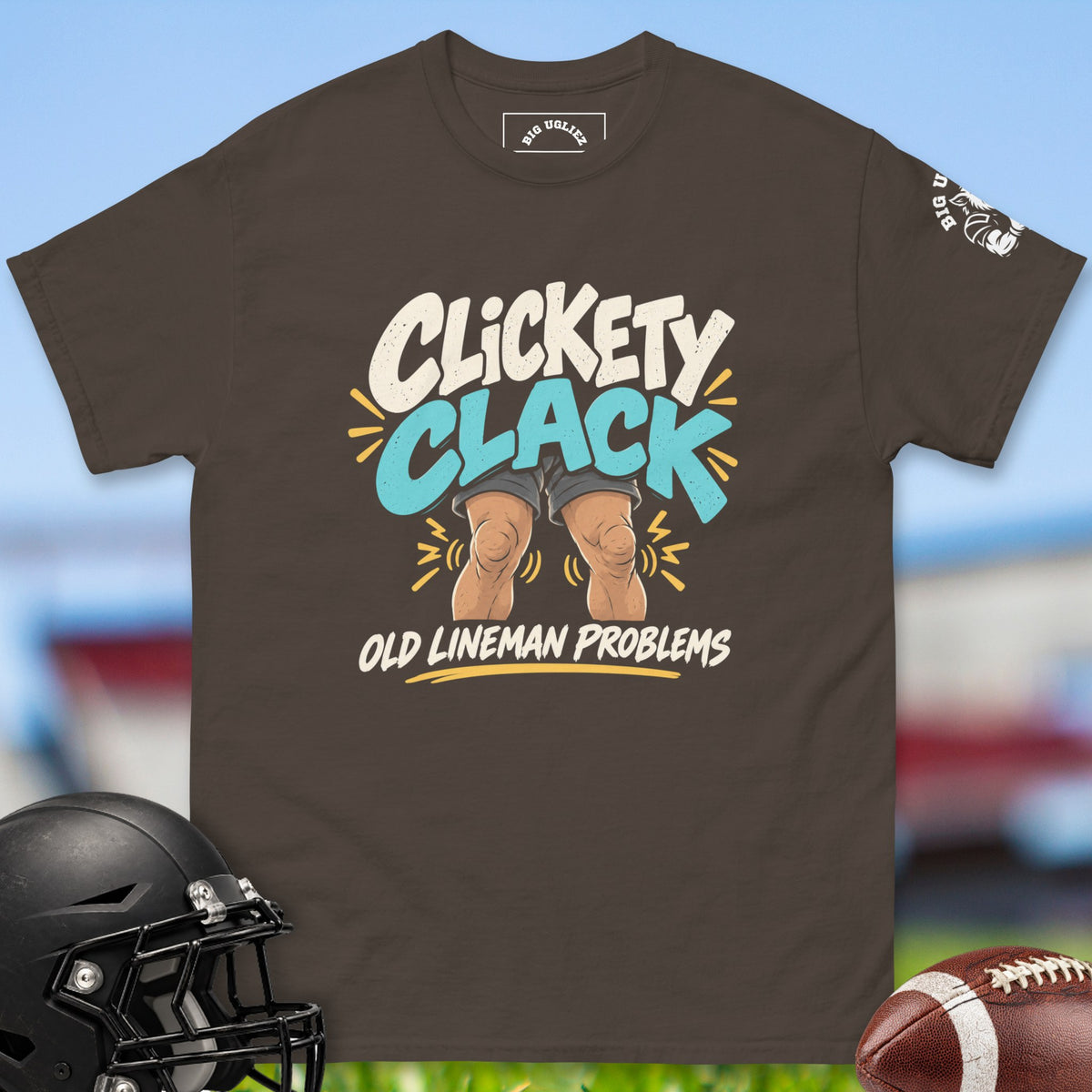 Clickety Clack offensive lineman t-shirt in Dark Chocolate by Big Ugliez