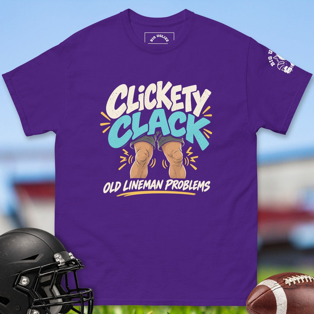 Clickety Clack offensive lineman t-shirt in Purple by Big Ugliez