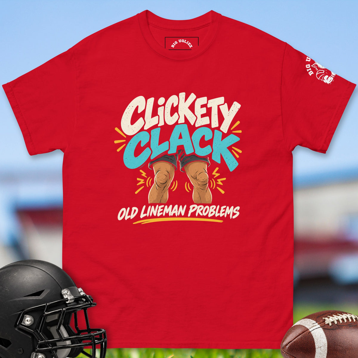 Clickety Clack offensive lineman t-shirt in Red by Big Ugliez