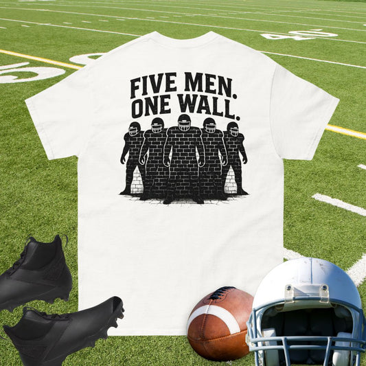 Five linemen brick wall football shirt design for O-line players