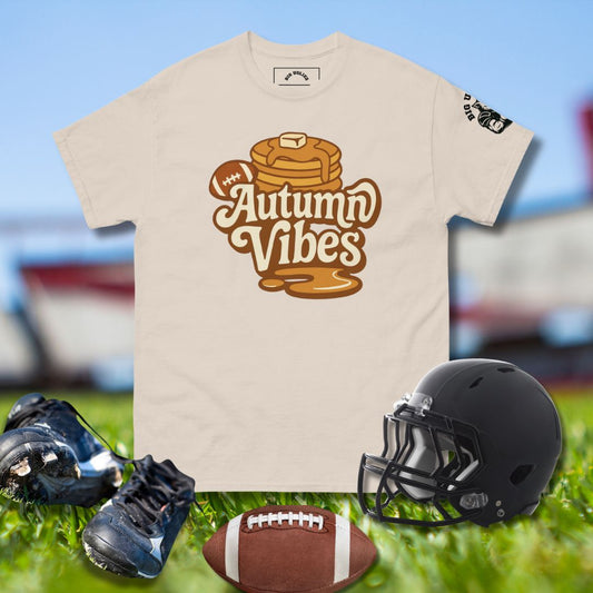 Big Ugliez offensive line tee featuring football and autumn pancakes