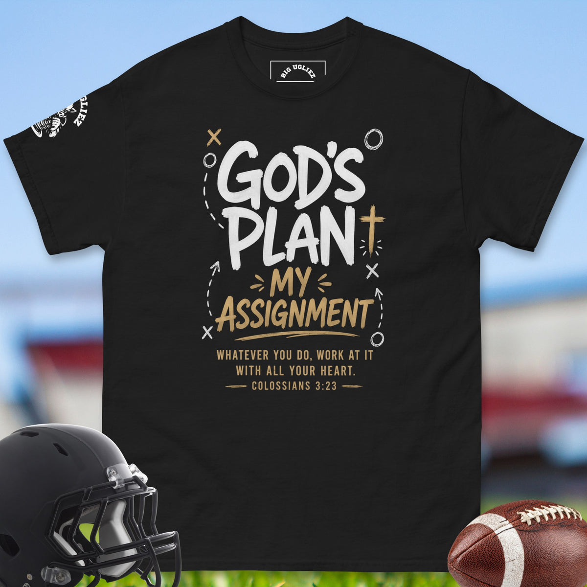 gods-plan-my-assignment-offensive-linemen-t-shirts-by-big-ugliez-in-black