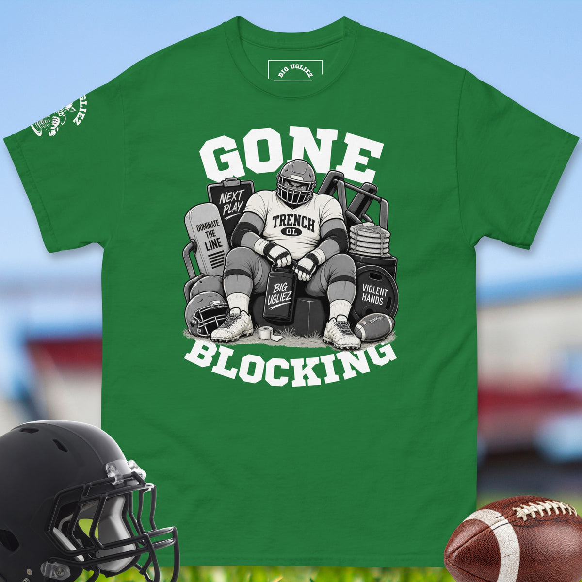 gone-blocking-offensive-linemen-t-shirts-by-big-ugliez-in-turf-green
