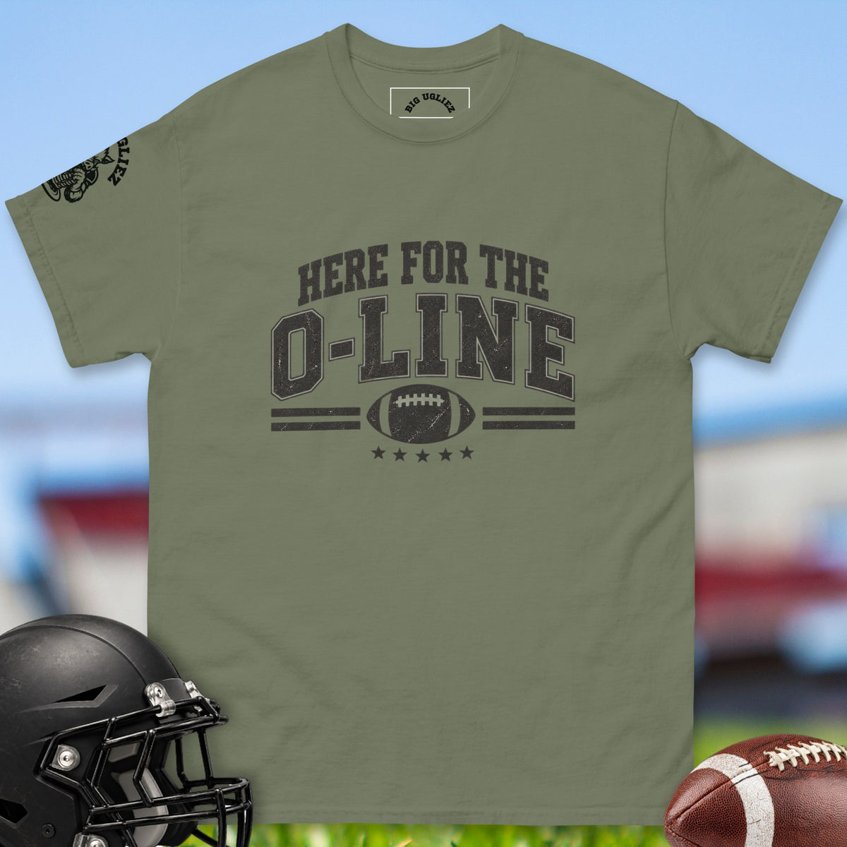 here-for-the-o-line-offensive-linemen-t-shirts-by-big-ugliez-in-military-green