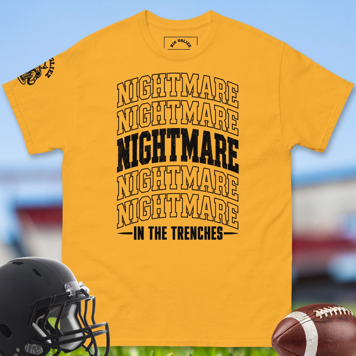 nightmare-in-the-trenches-offensive-linemen-t-shirts-by-big-ugliez-in-gold