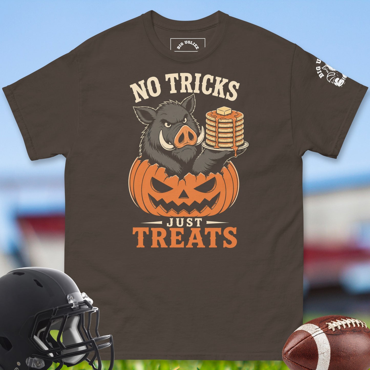 no-tricks-just-treats-offensive-linemen-t-shirts-by-big-ugliez-in-dark-chocolate