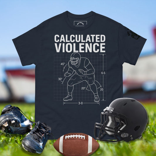 Big Ugliez Controlled Mayhem tee highlighting O-line precision and trench dominance