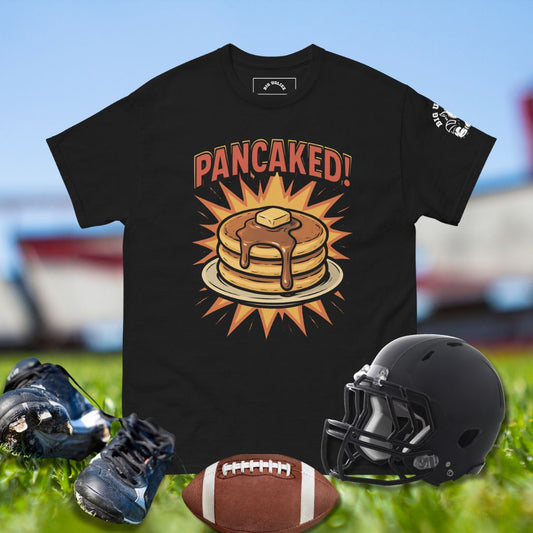 Big Ugliez Pancaked! tee celebrating offensive line pancake block dominance