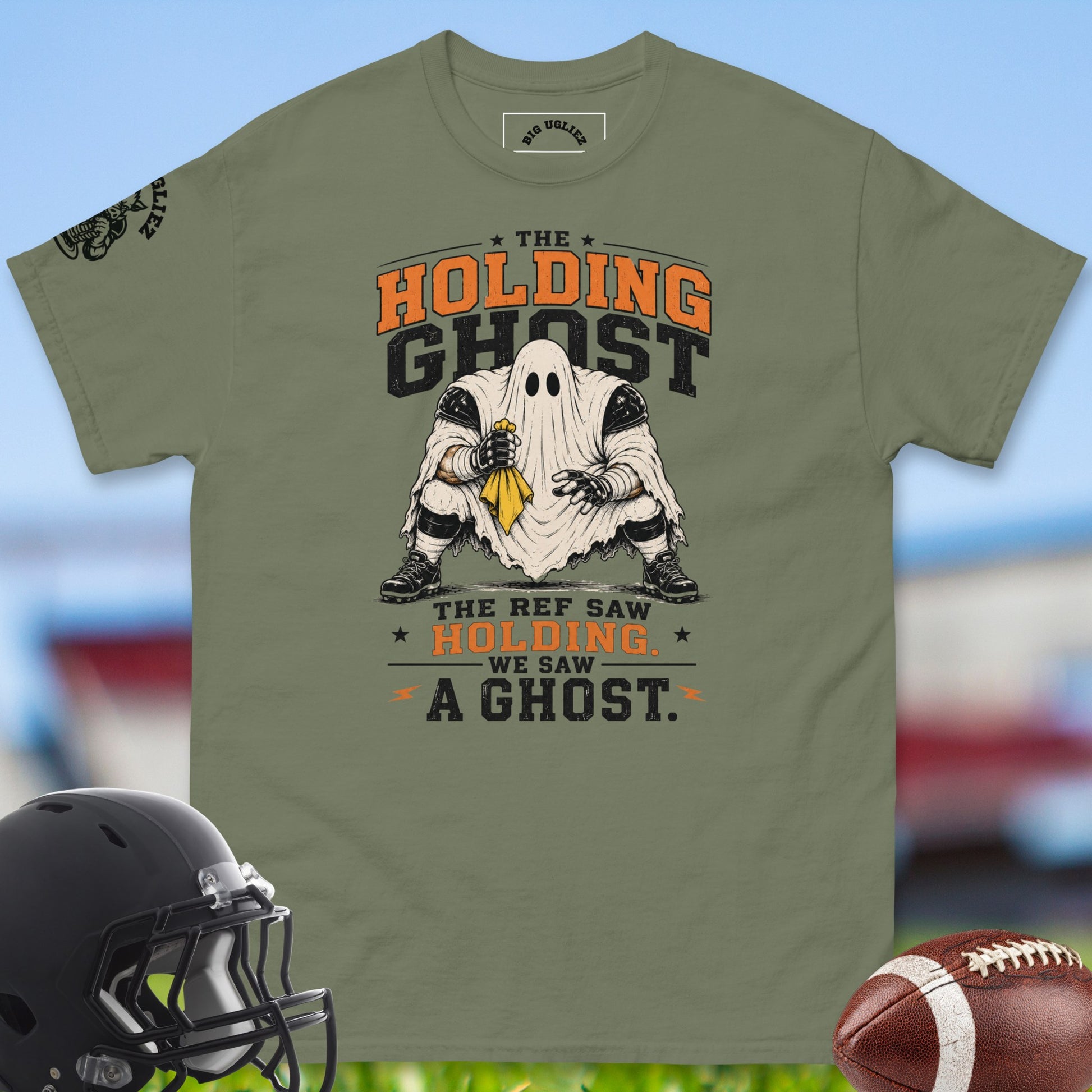 the-holding-ghost-offensive-linemen-t-shirts-by-big-ugliez-in-military-green
