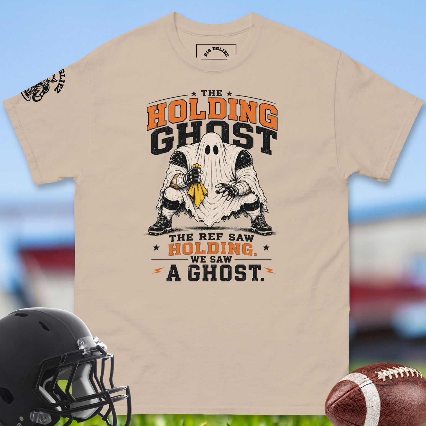 the-holding-ghost-offensive-linemen-t-shirts-by-big-ugliez-in-sand